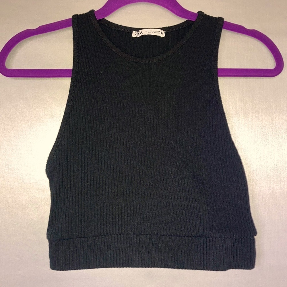 Zara Black Knit Crop Top Size M